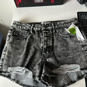 RSQ grey acid wash shorts